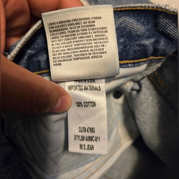 90s AGOLDE Mid Rise Loose Fit Ripped Wide Leg Cotton Jeans Size 23 - Picture 8 of 13